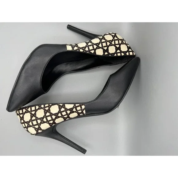 CharlesCharles David calf hair black/off white geometric print heels/pumps sz11 - Picture 2 of 10
